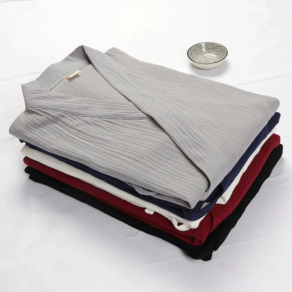 Cotton Japanese Kimono Pajamas Men Long-sleeve Trousers Casual Sleepwear