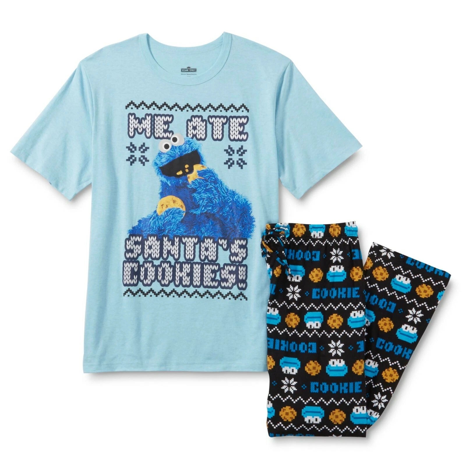License Character Sesame Street Men's 2 Piece Pajama Set Shirt & Pants