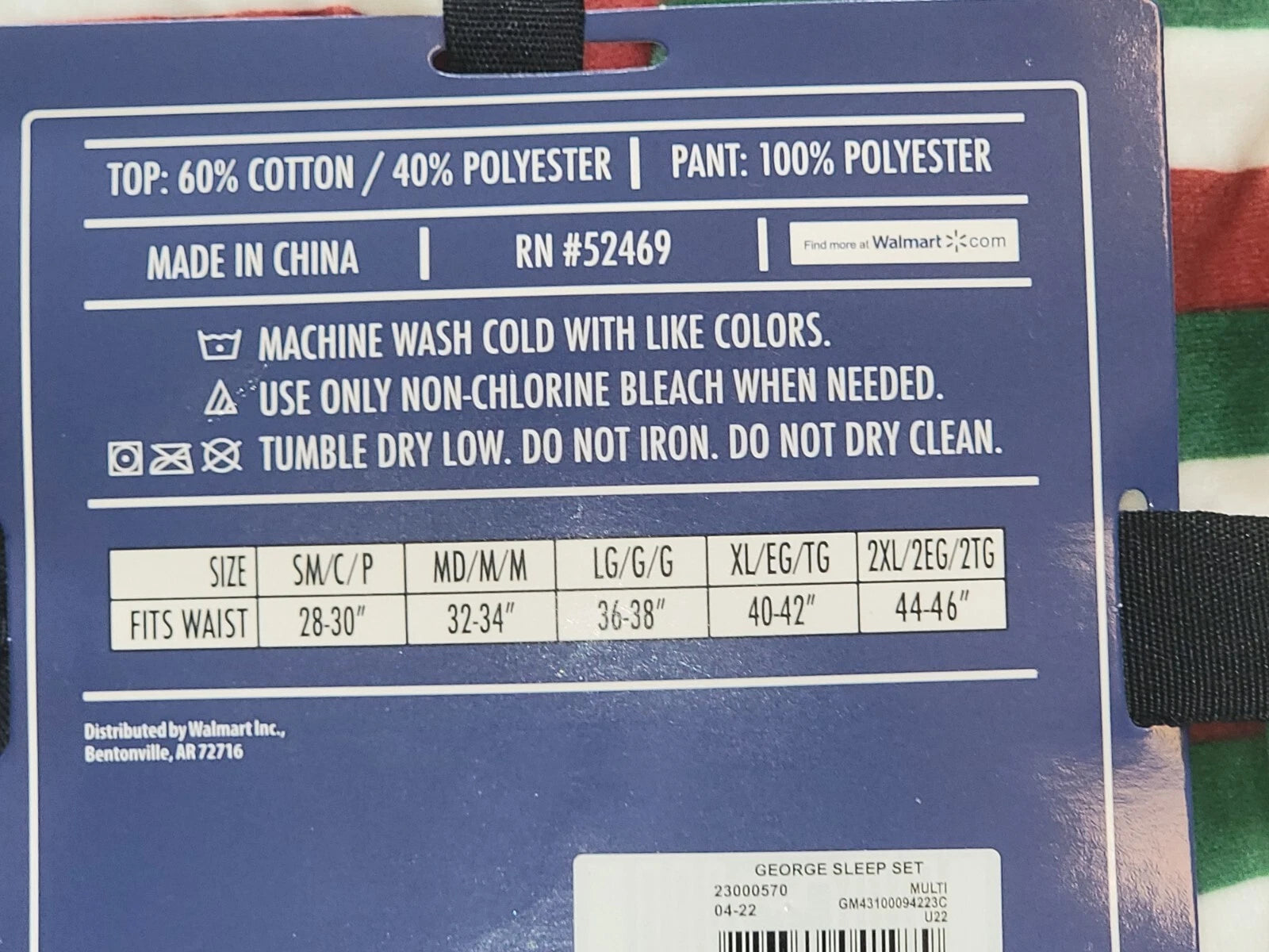 George Men's Sz Large Sleepwear Pajama 2pc Christmas Raglan Long Sleeve