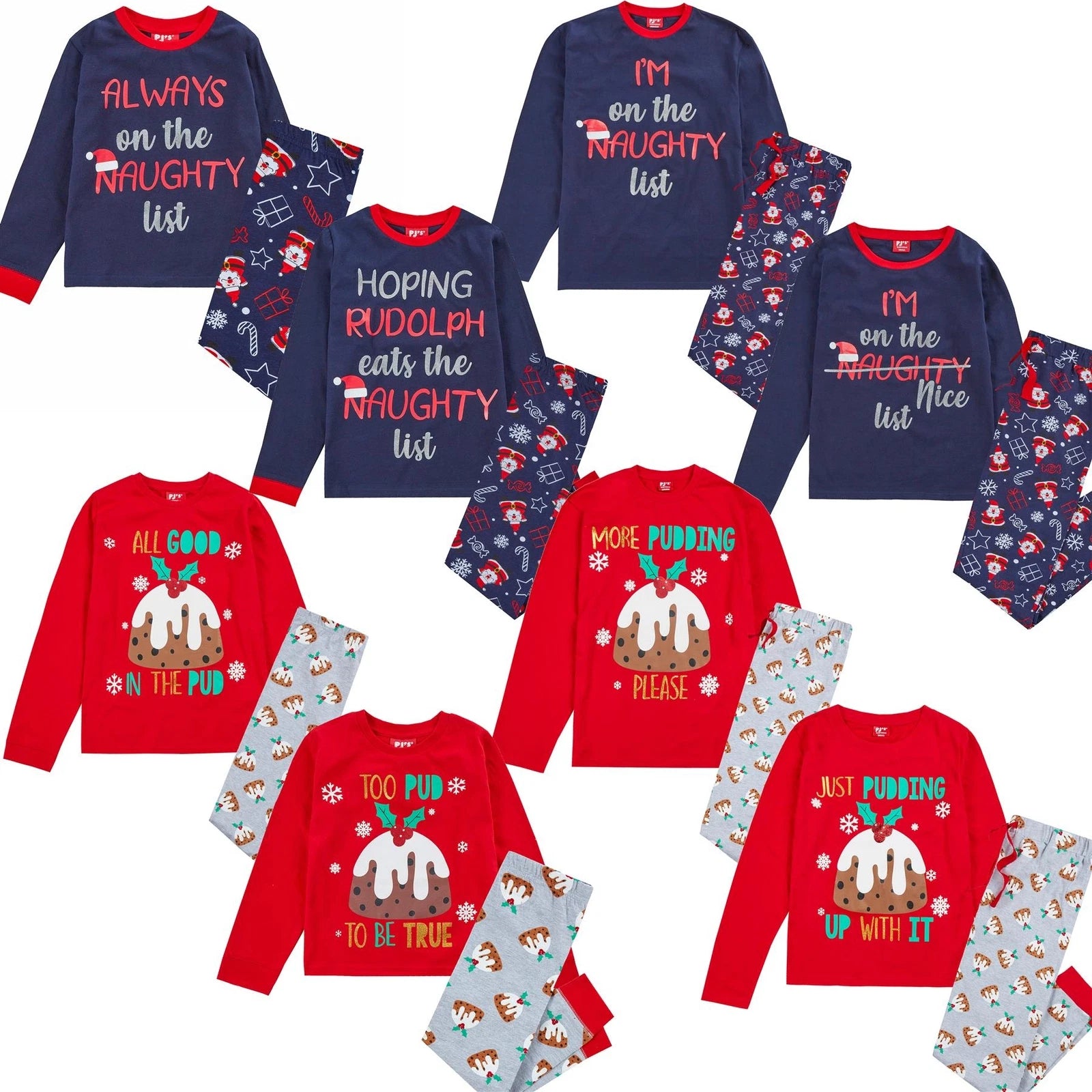 Family Matching Christmas Cotton Long Sleeve Pyjamas PJs His And Hers Pyjama Set
