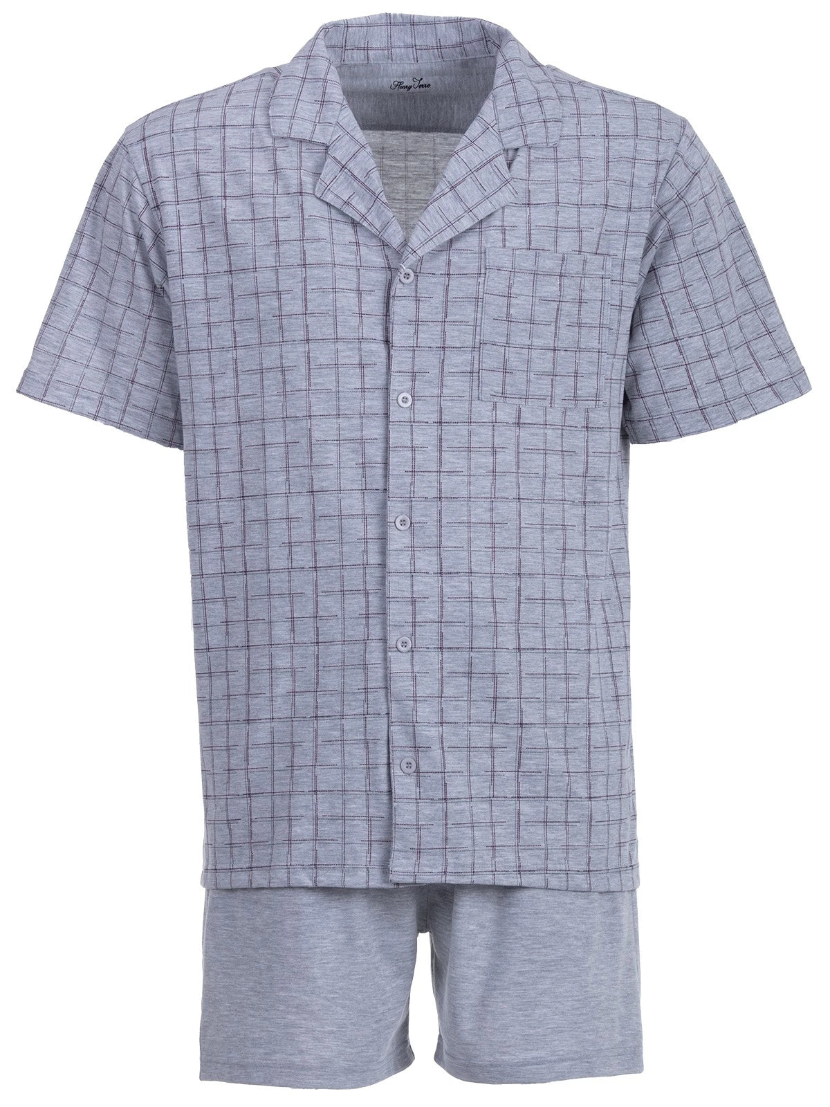Henry Terre Mens Pyjamas Shorty Short Check Print Sleepwear Set M-5XL -