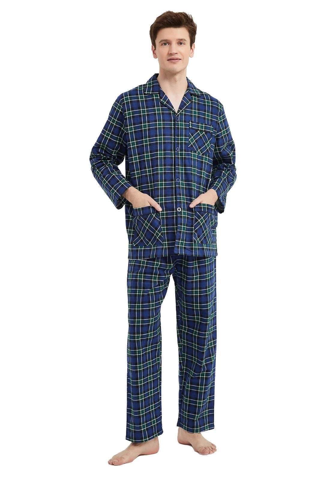 Amaxer Men’s Pajamas Set 100% Cotton Flannel Long Sleeves Pajamas For Men PJs