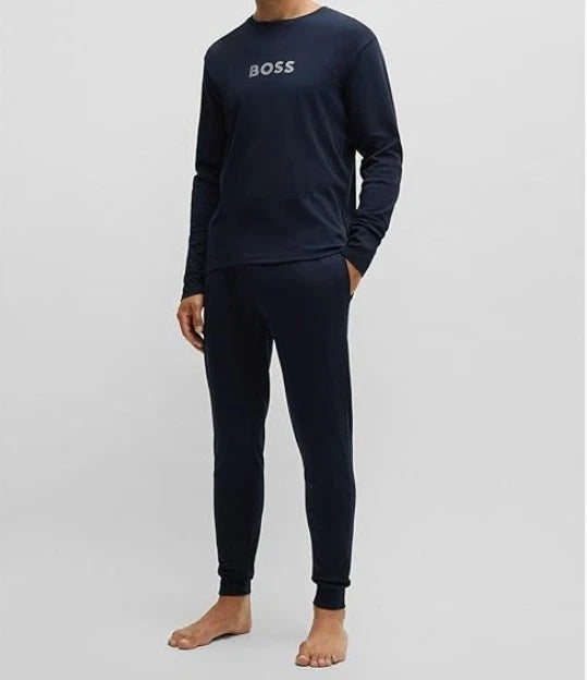 BOSS MEN'S METALLIC-BRANDING PYJAMAS IN INTERLOCK COTTON GIFT-BOX Was £99