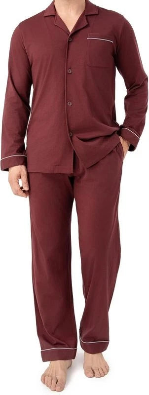 DAVID ARCHY Mens Pajamas Set Soft Cotton Notched Collar Pajamas for Men Long Sle