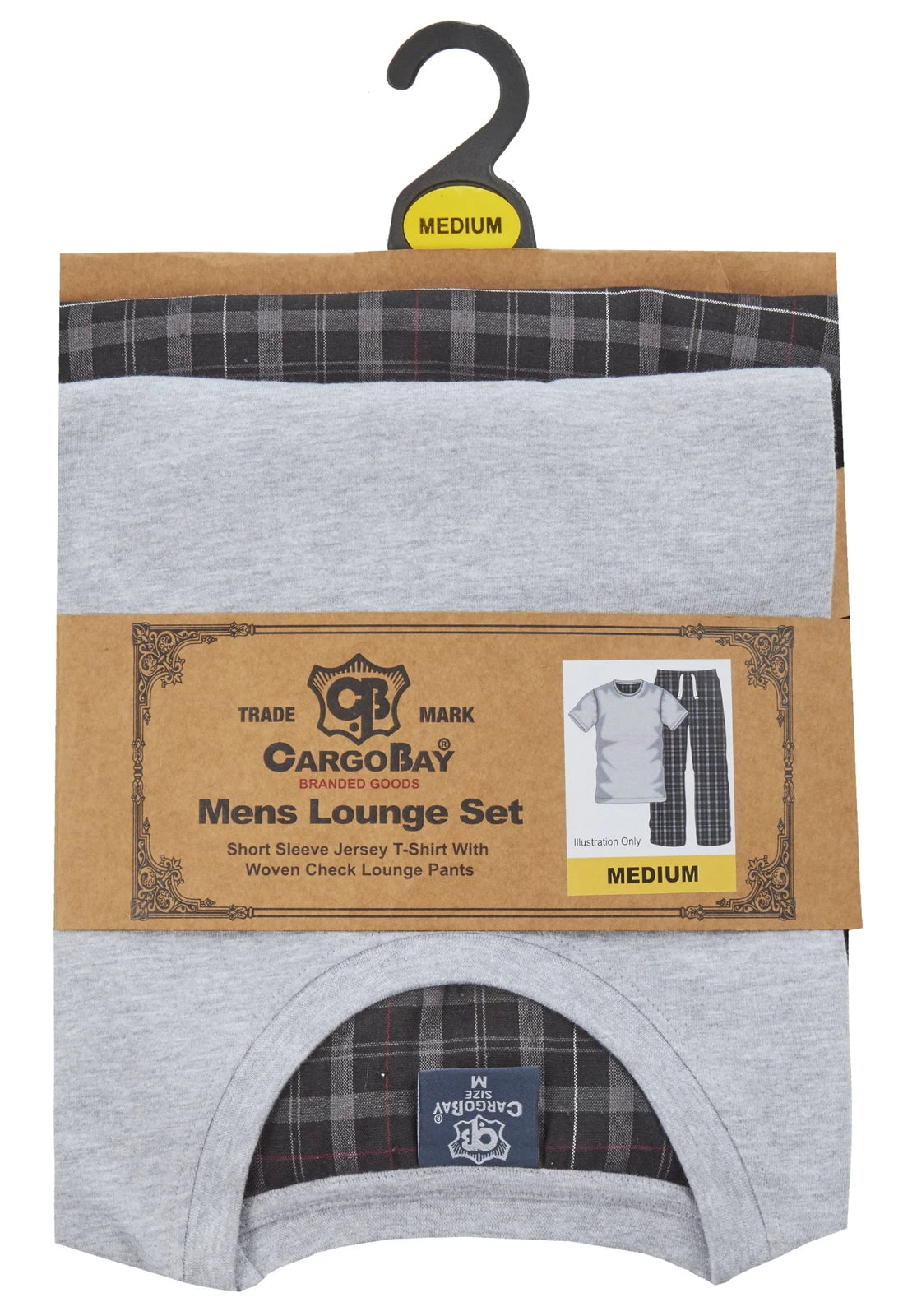 Cargo Bay Mens Jersey Top & Woven Check Pyjama Lounge Set