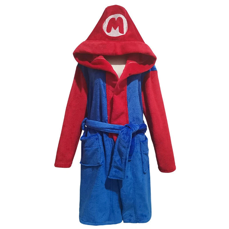 Game Super Mario Bathrobe Pajamas Cosplay Adult Kids Sleepwear Nightgown Costume