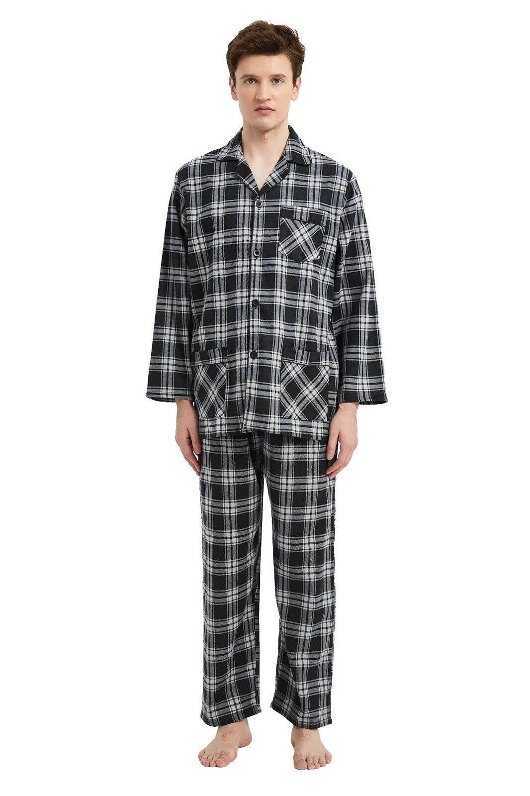 Amaxer Men’s Pajamas Set 100% Cotton Flannel Long Sleeves Pajamas For Men PJs