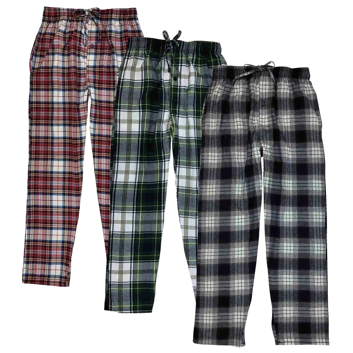 3 Pack Pajama Lounge 100% Cotton Pants Bottoms Sleepwear PJs S-6XL (Big & Tall)