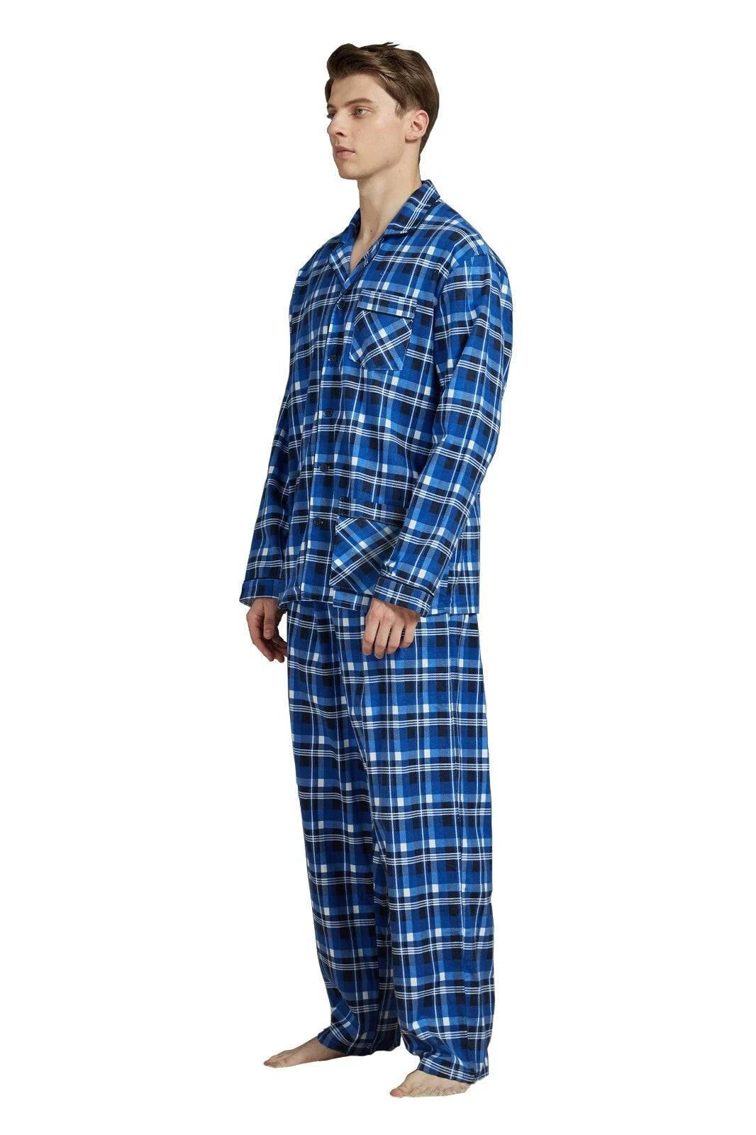 Amaxer Men’s Pajamas Set 100% Cotton Flannel Long Sleeves Pajamas For Men PJs