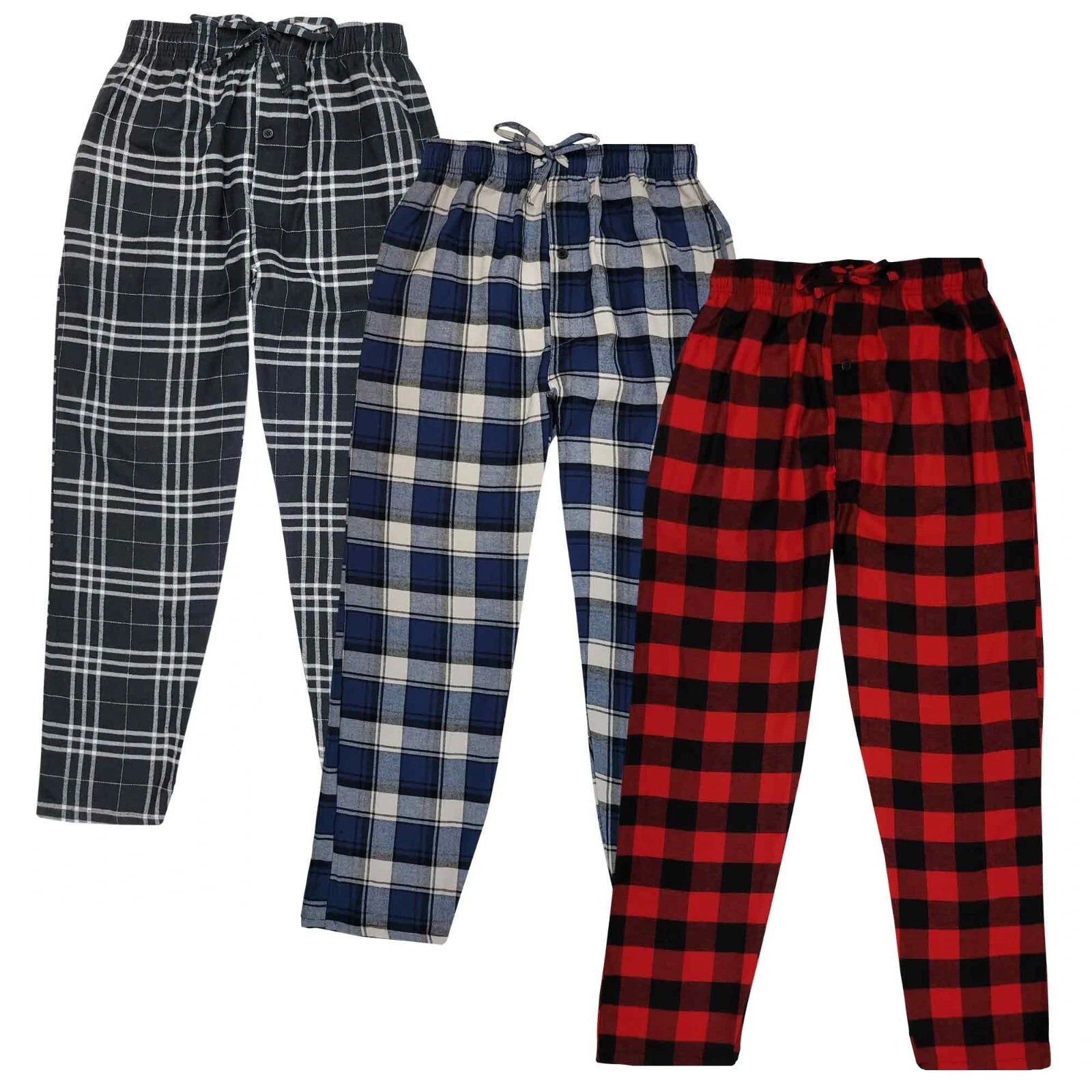 3 Pack Pajama Lounge 100% Cotton Pants Bottoms Sleepwear PJs S-6XL (Big & Tall)