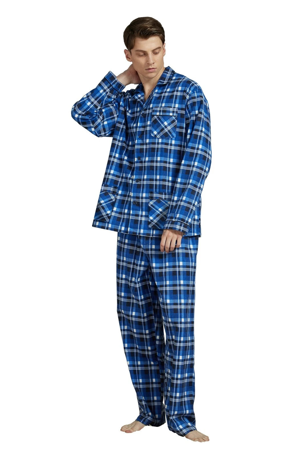 Amaxer Men’s Pajamas Set 100% Cotton Flannel Long Sleeves Pajamas For Men PJs