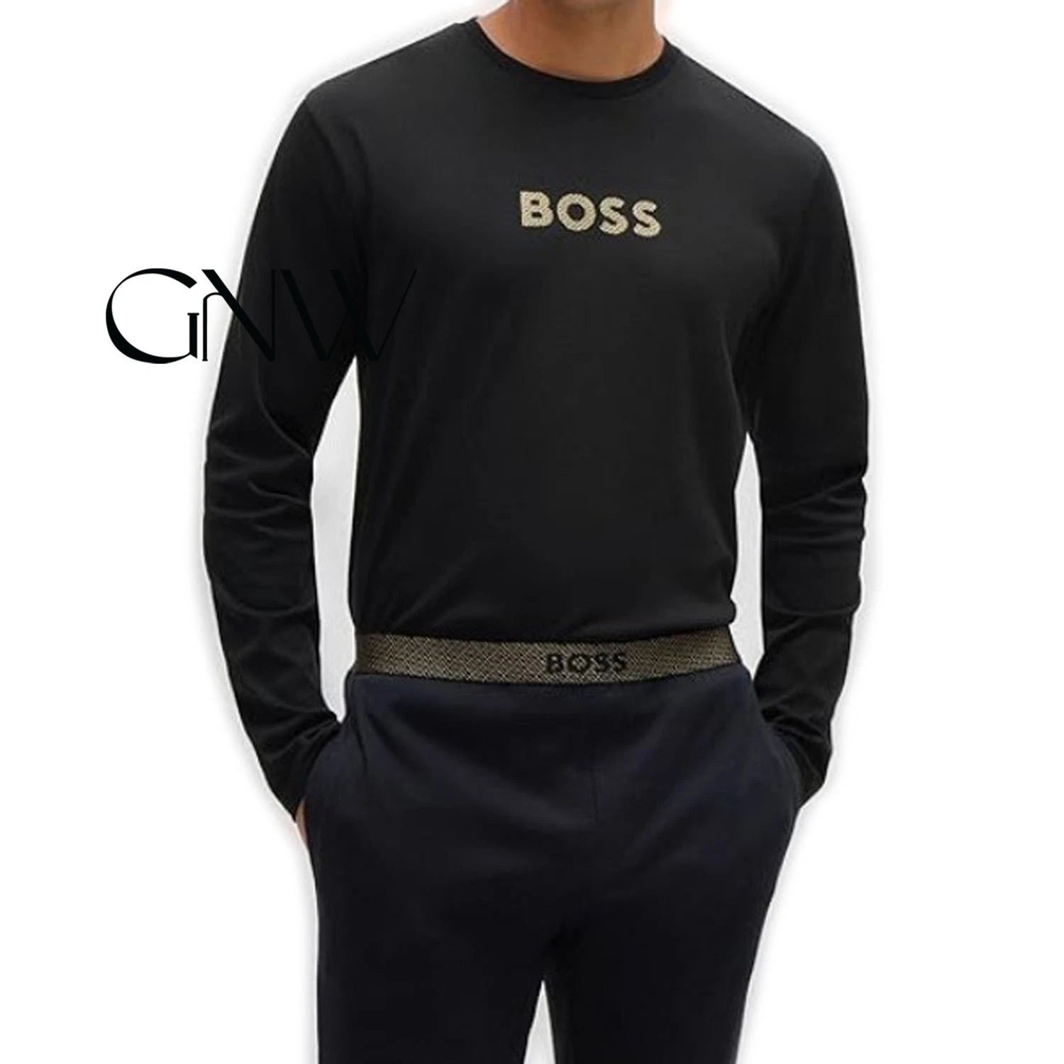 BOSS MEN'S METALLIC-BRANDING PYJAMAS IN INTERLOCK COTTON GIFT-BOX Was £99