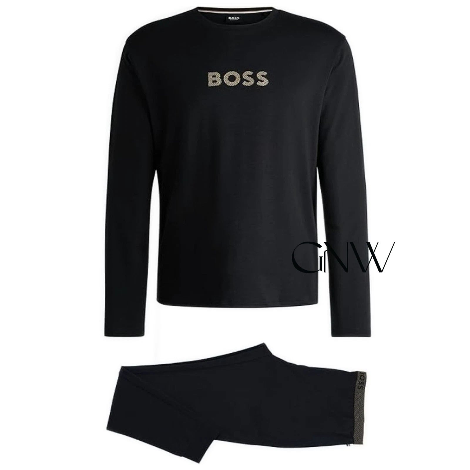 BOSS MEN'S METALLIC-BRANDING PYJAMAS IN INTERLOCK COTTON GIFT-BOX Was £99