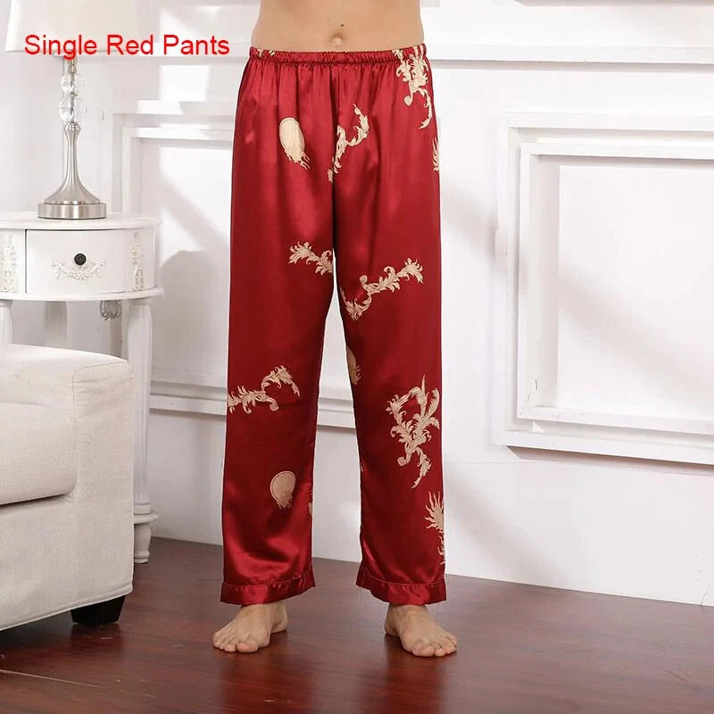 2024 New Men's Satin Pajama Robe and Pants Pajama Set Hot