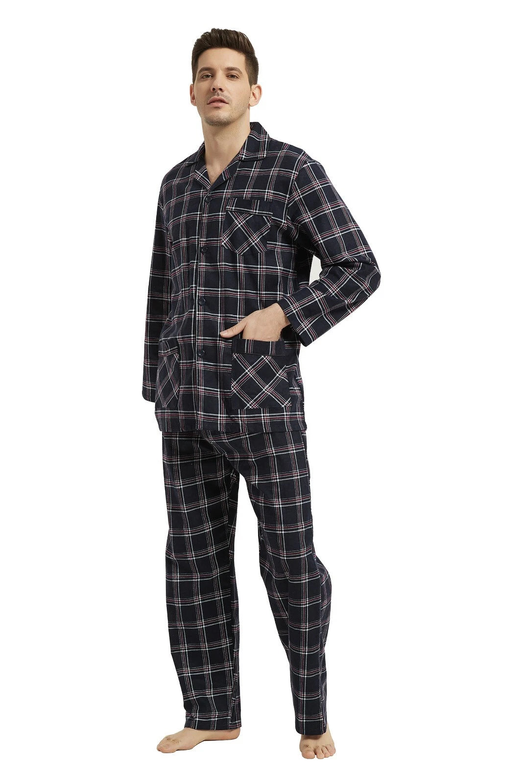 Amaxer Men’s Pajamas Set 100% Cotton Flannel Long Sleeves Pajamas For Men PJs