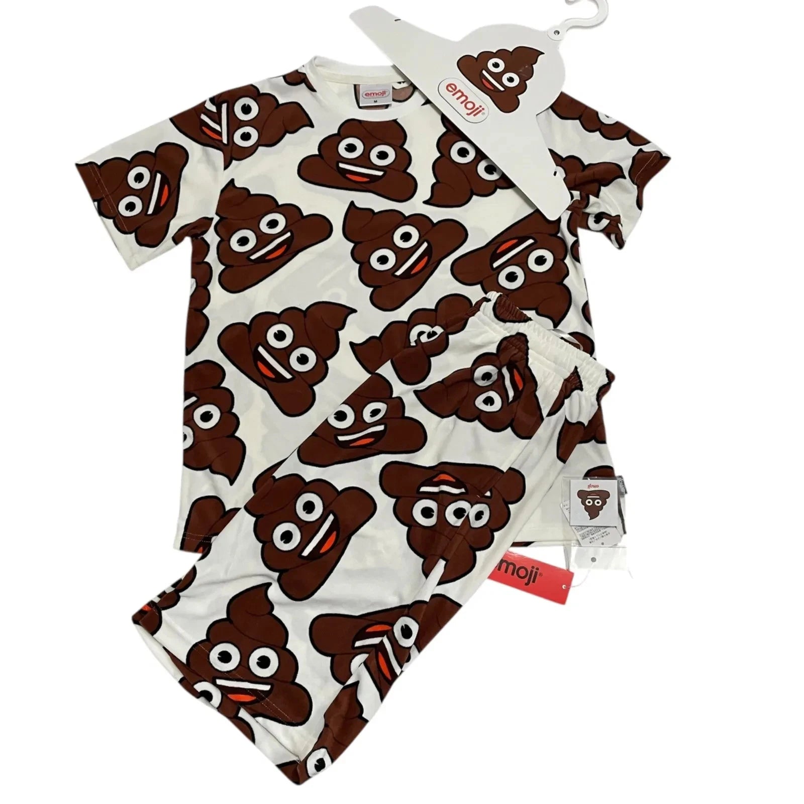 Funny Poop Emoji Pajamas Set Unisex Short Sleeve Loungewear Cute Poo  Gift