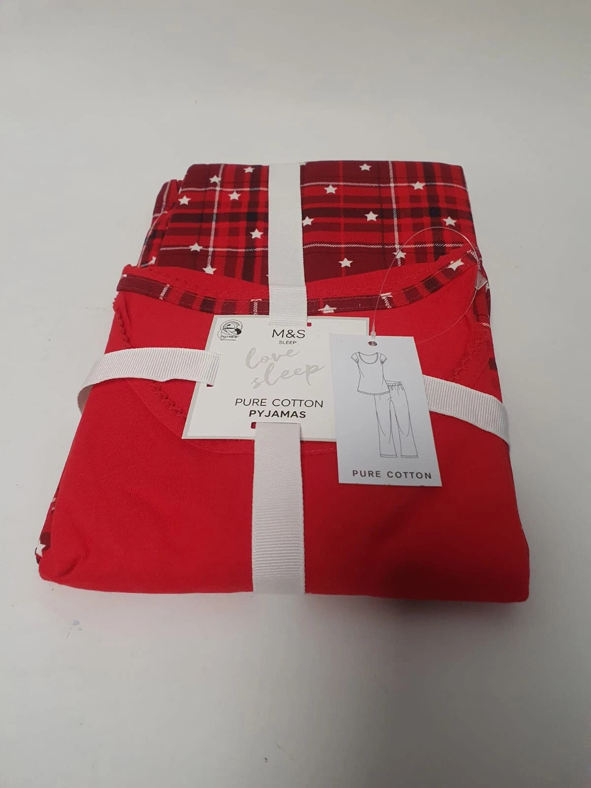 Marks & Spencer Pure Cotton Checked Pyjama Set in Ravishing Red nightwear