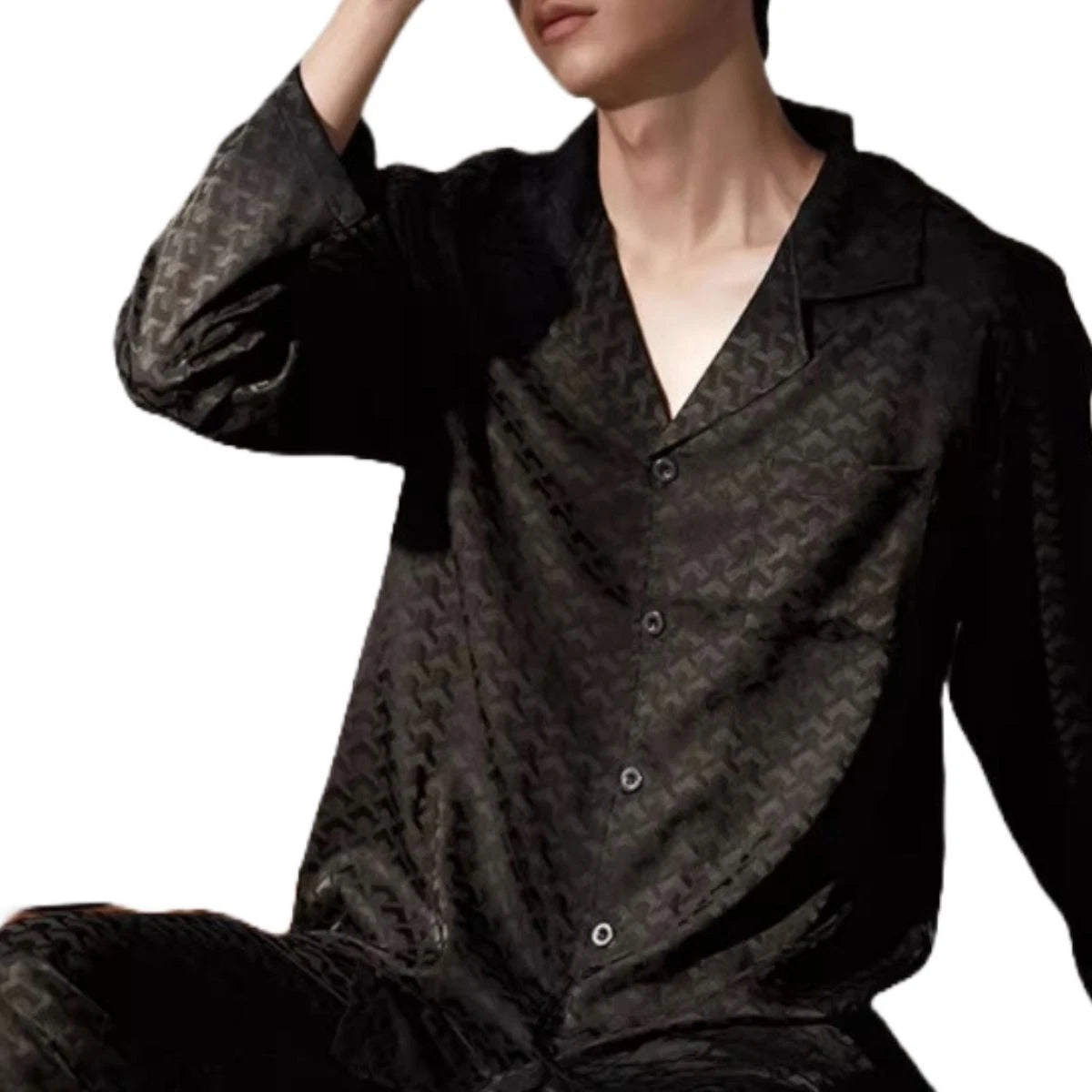 2nd Item Ship FREE  Mens Silk Satin Pajamas Set Pants Lounge Sleepwear SILKPEACE