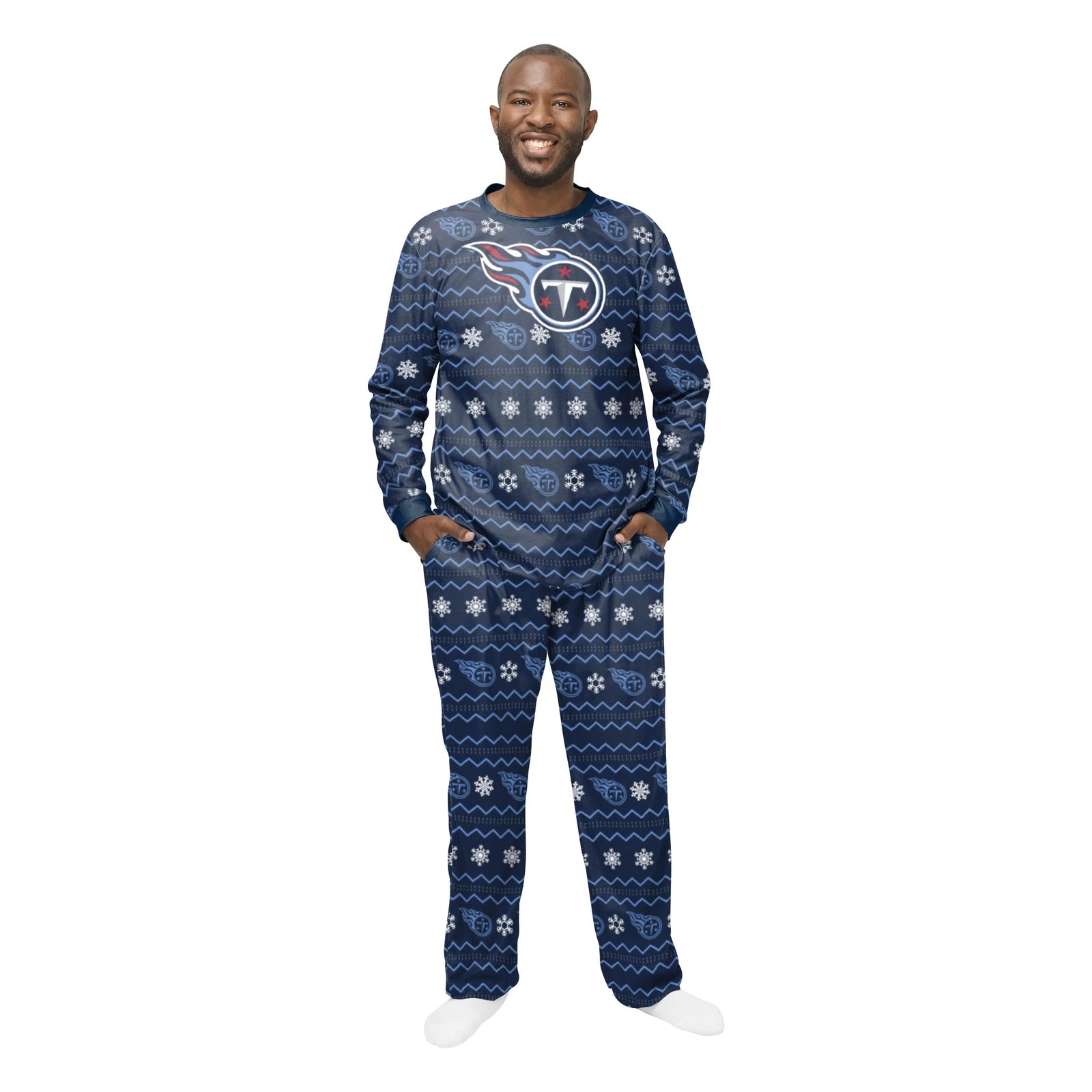 FOCO NFL Men's Tennessee Titans Team Logo Ugly Pajama Set