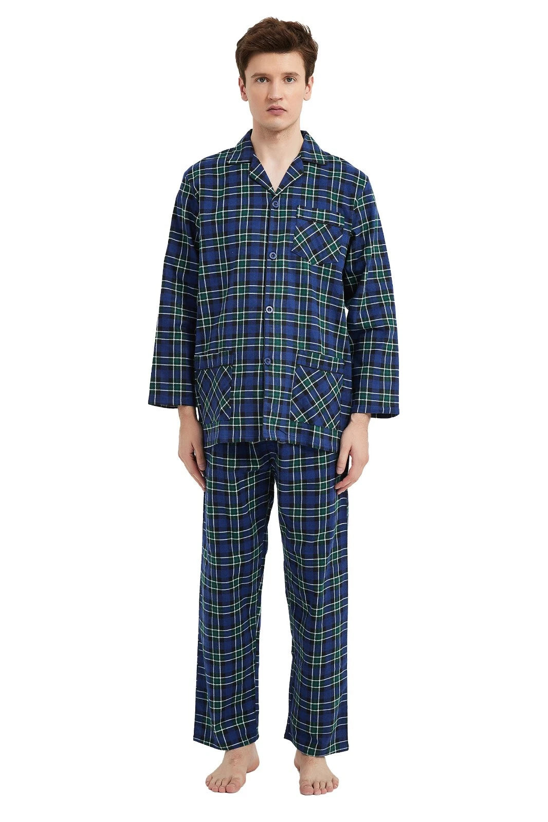 Amaxer Men’s Pajamas Set 100% Cotton Flannel Long Sleeves Pajamas For Men PJs