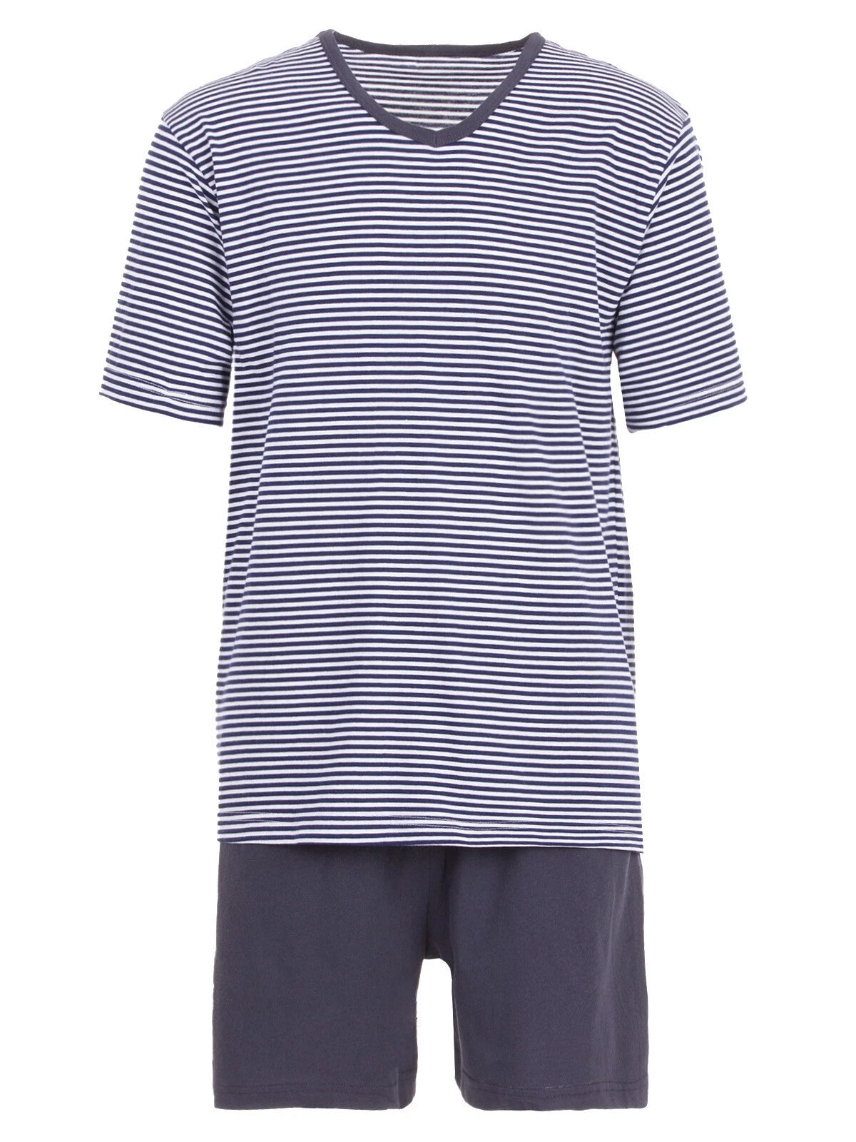 Henry Terre Mens Pajama Set Shorty Short Sleeve Striped V Neck M-5XL Sleep-