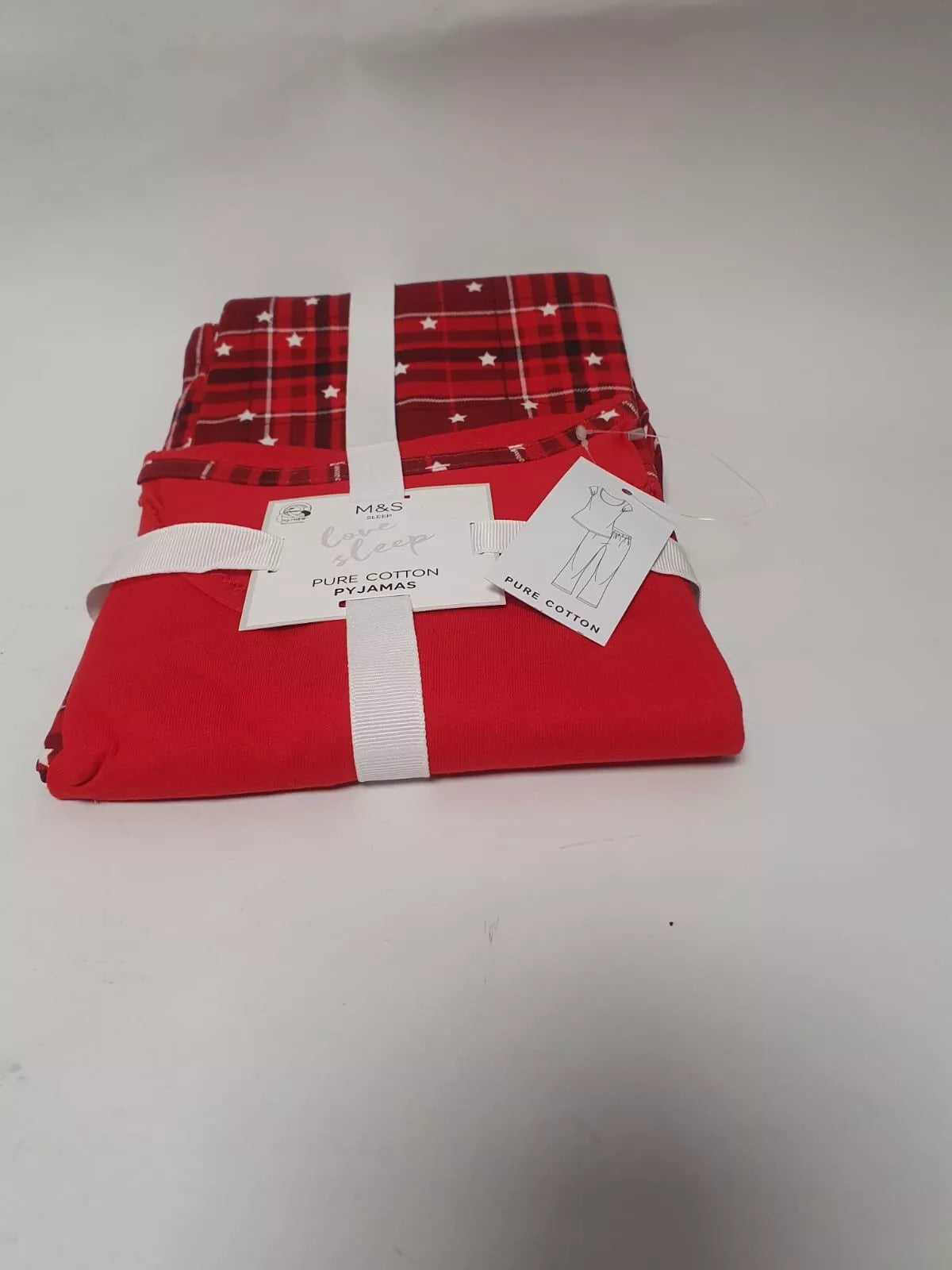 Marks & Spencer Pure Cotton Checked Pyjama Set in Ravishing Red nightwear