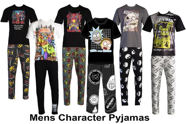 Mens Novelty Character Marvel Cotton Pyjamas Lounge Set Size S - 2XL