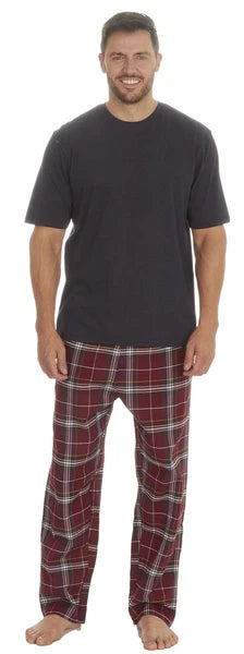 Cargo Bay Mens Jersey Top & Woven Check Pyjama Lounge Set