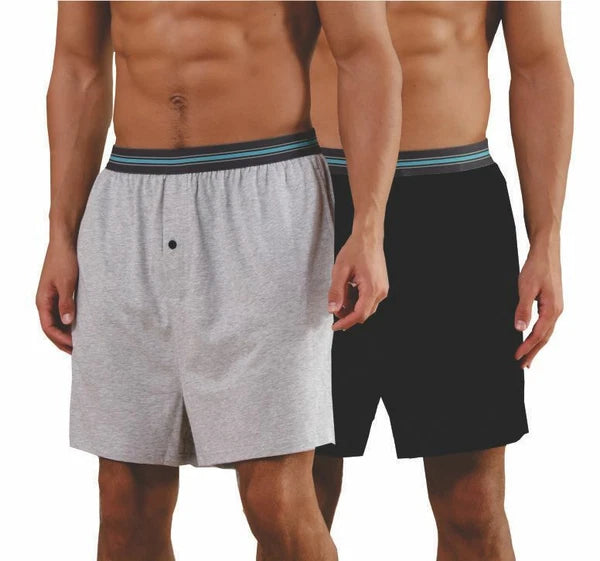 2 pack Men’s Jersey, Elastic Waistband w. Pocket, Button Fly, Pajama Sleep Short
