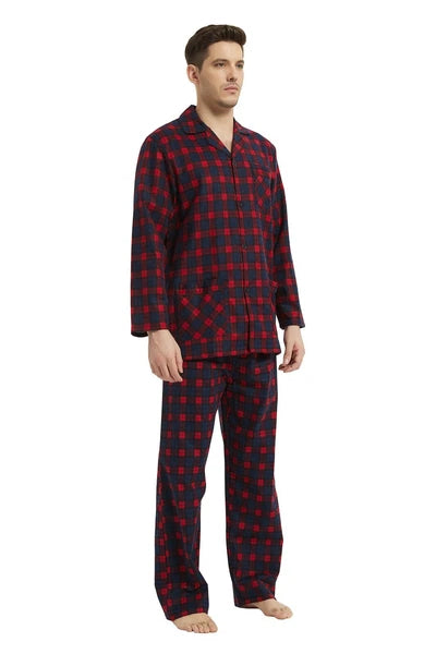 Amaxer Men’s Pajamas Set 100% Cotton Flannel Long Sleeves Pajamas For Men PJs