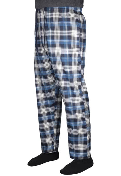 2 Pack Mens Pyjama Bottoms Cotton Check Woven Nightwear Check Lounge Pants