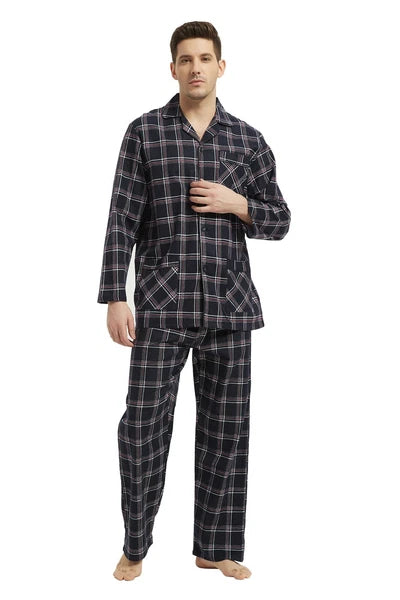 Amaxer Men’s Pajamas Set 100% Cotton Flannel Long Sleeves Pajamas For Men PJs
