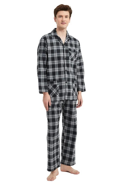 Amaxer Men’s Pajamas Set 100% Cotton Flannel Long Sleeves Pajamas For Men PJs