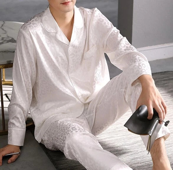 2nd Item Ship FREE  Mens Silk Satin Pajamas Set Pants Lounge Sleepwear SILKPEACE