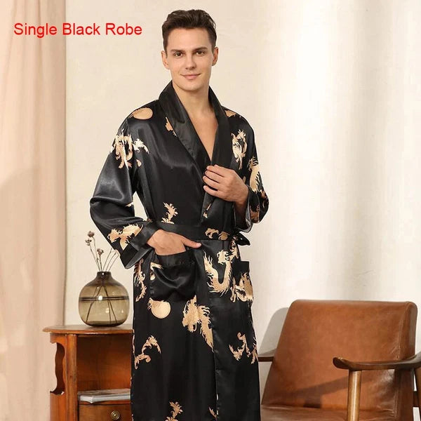 2024 New Men's Satin Pajama Robe and Pants Pajama Set Hot