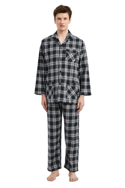 Amaxer Men’s Pajamas Set 100% Cotton Flannel Long Sleeves Pajamas For Men PJs