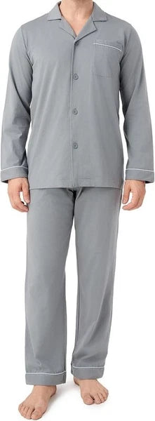 DAVID ARCHY Mens Pajamas Set Soft Cotton Notched Collar Pajamas for Men Long Sle