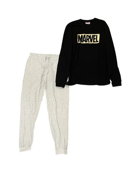 EX UK STORE BRAND NEW MENS CHARACTER PYJAMAS MARVEL BLACK GREY PJ SET LOUNGE