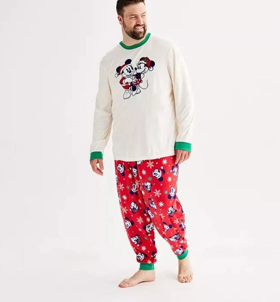 NEW MEN'S DISNEY'S MICKEY AND MINNIE MOUSE 2 PIECE PAJAMA SET SIZE LT