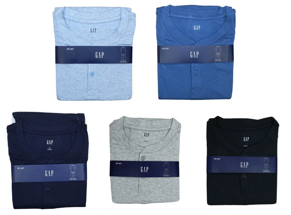 Gap Short Sleeve Henley Top & Shorts Solid Color Men's 2-Piece Pajama Set NWT