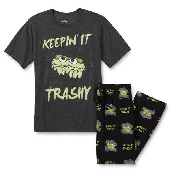 License Character Sesame Street Men's 2 Piece Pajama Set Shirt & Pants