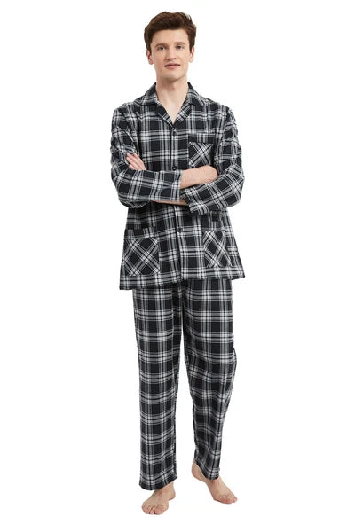 Amaxer Men’s Pajamas Set 100% Cotton Flannel Long Sleeves Pajamas For Men PJs