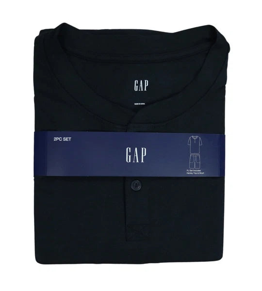 Gap Short Sleeve Henley Top & Shorts Solid Color Men's 2-Piece Pajama Set NWT