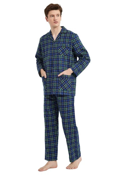 Amaxer Men’s Pajamas Set 100% Cotton Flannel Long Sleeves Pajamas For Men PJs
