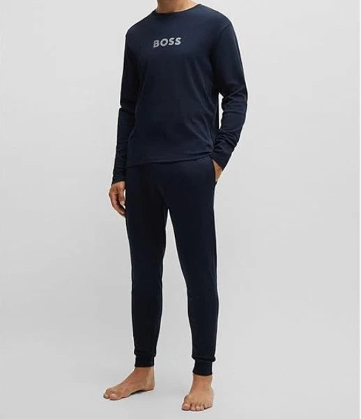 BOSS MEN'S METALLIC-BRANDING PYJAMAS IN INTERLOCK COTTON GIFT-BOX Was £99