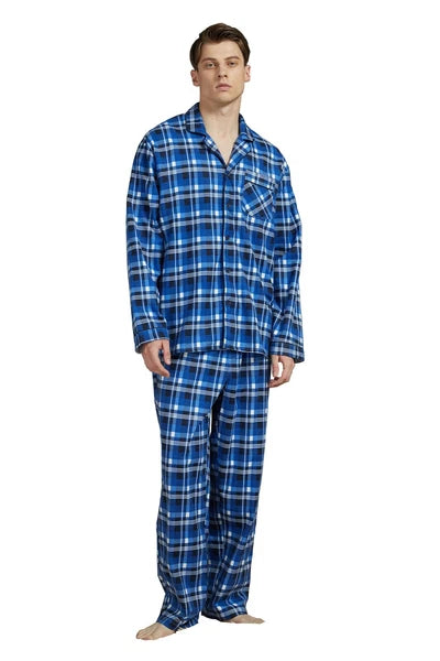 Amaxer Men’s Pajamas Set 100% Cotton Flannel Long Sleeves Pajamas For Men PJs