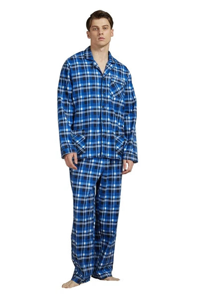 Amaxer Men’s Pajamas Set 100% Cotton Flannel Long Sleeves Pajamas For Men PJs