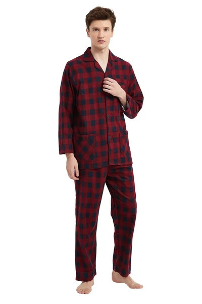 Amaxer Men’s Pajamas Set 100% Cotton Flannel Long Sleeves Pajamas For Men PJs