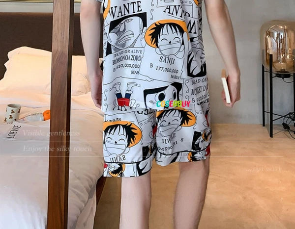 Anime One Piece Cosplay Monkey D. Luffy Pajamas Men Summer Home Clothing Shorts