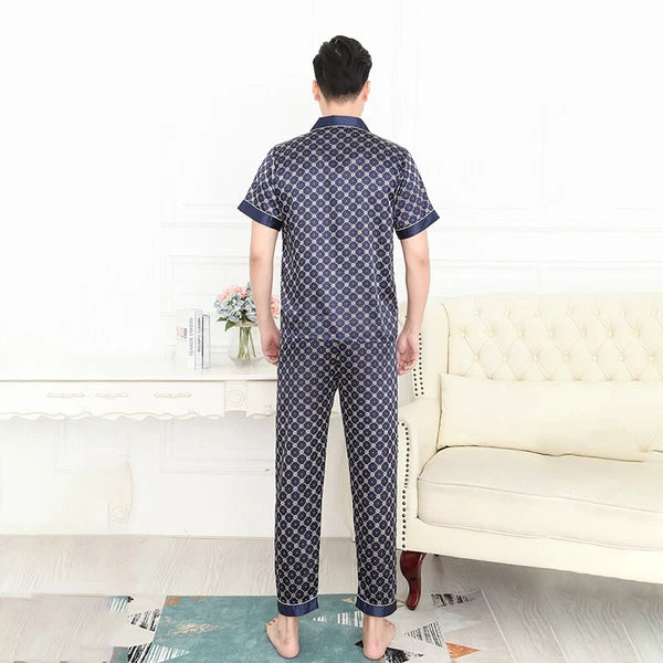 Long Sleeve Sleepwear Loungewear Luxury Mens Silk Satin Pajamas Set Soft Pyjamas